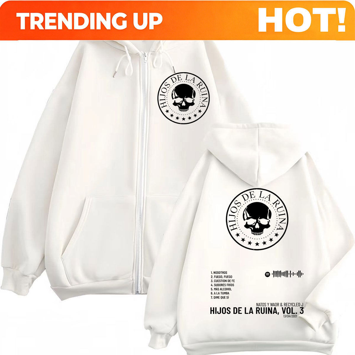 Mens Fashion Zip Up Hoodies - Rap Duo Natos Y Waor Hijos