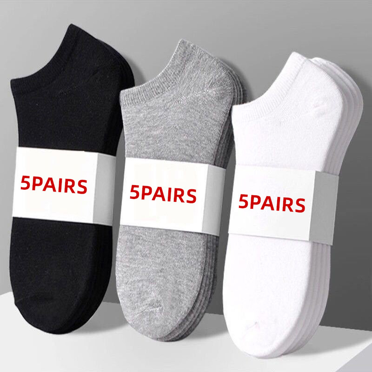 5 Pairs Unisex Casual Plain Co - огляд і ціна Socks Ankle Men