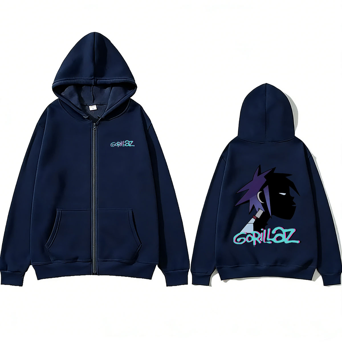Rock Band Gorillaz Face Graphi - огляд і ціна Mens Fashion Zip Up Hoodies