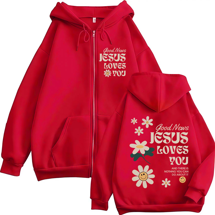 Good News Jesus Loves You Chri - огляд і ціна Mens Fashion Zip Up Hoodies