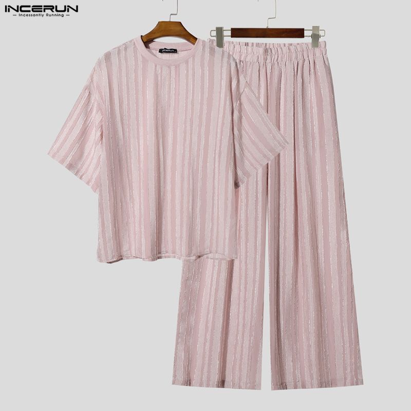 INCERUN Men's Sets Striped See - огляд і ціна Mens Fashion Clothes