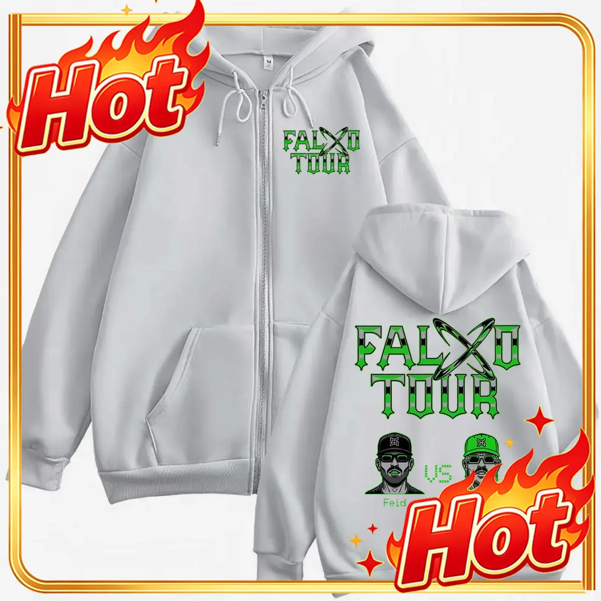 Feid Vs Ferxxo Falxxo Tour 202 - огляд і ціна Mens Fashion Zip Up Hoodies